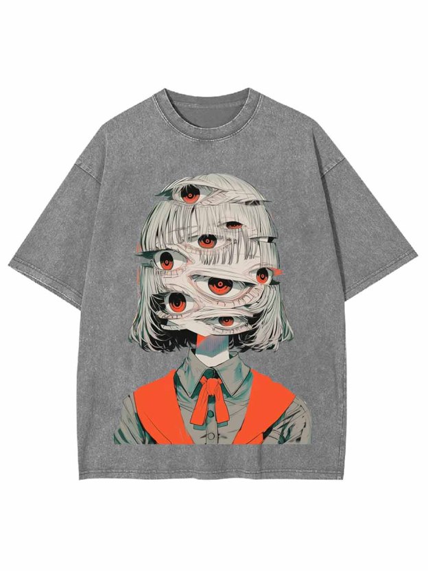 Girl with Multiple Eyes Washed Tshirt