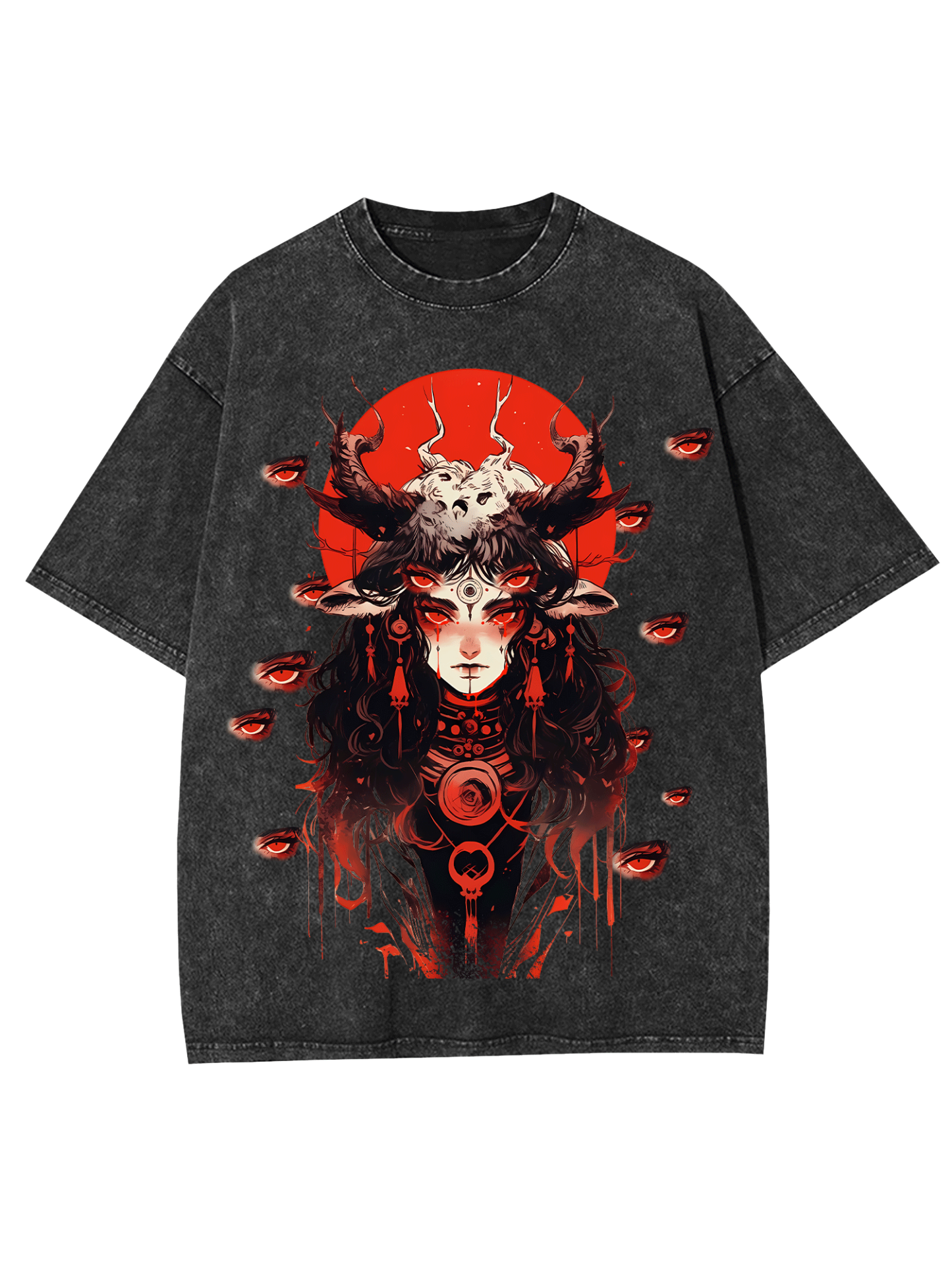 Multiple Eyes Spirit Washed Tshirt-ClassyOutlaw Sale