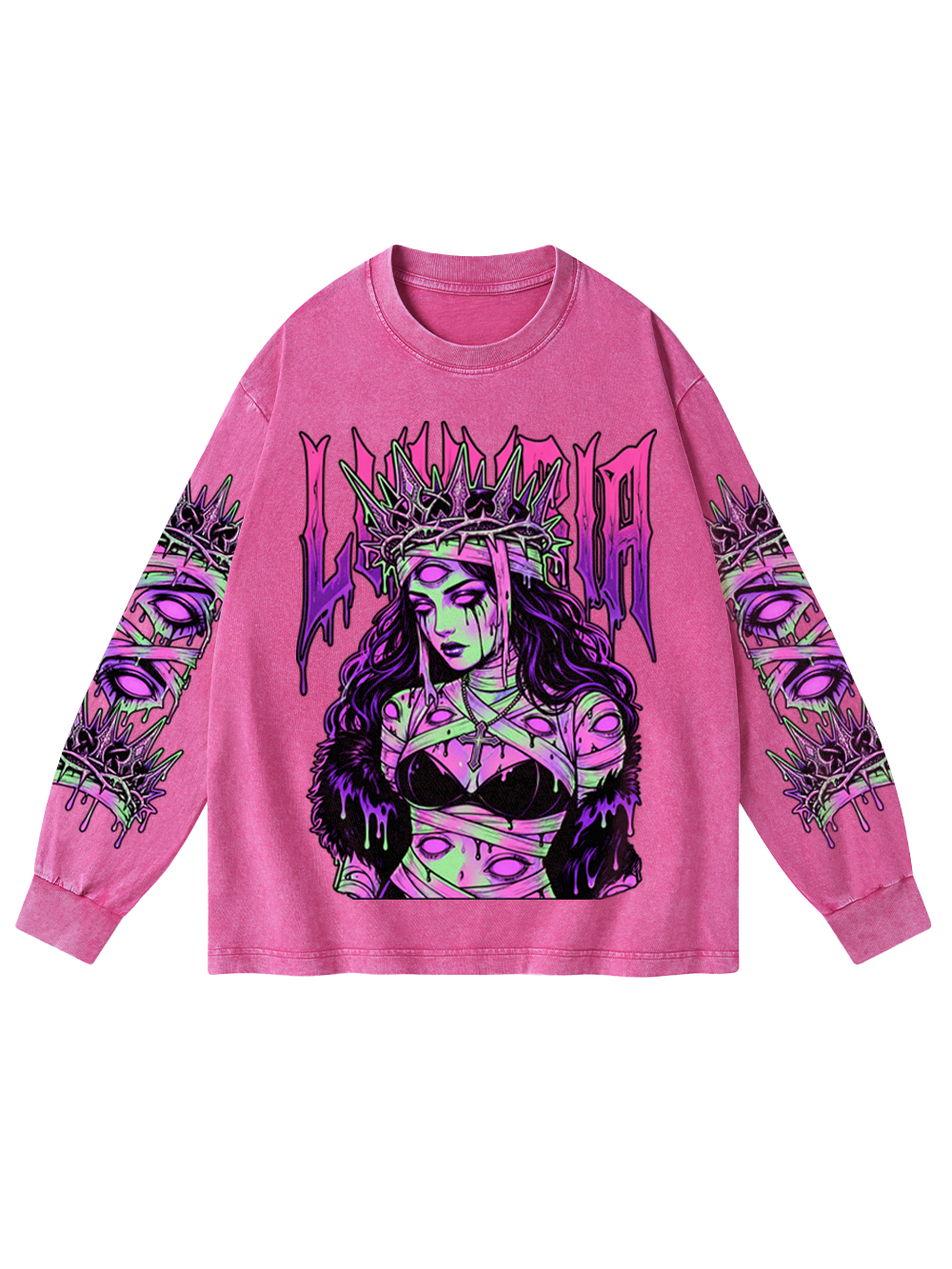 LUXURIA DARK WASHED LONG-SLEEVE GRAPHIC TSHIRT