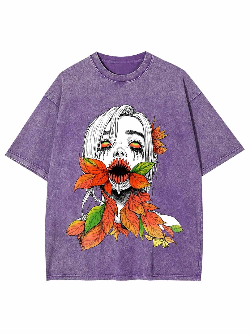 Flower Demon Autumn Leaves Washed Tshirt