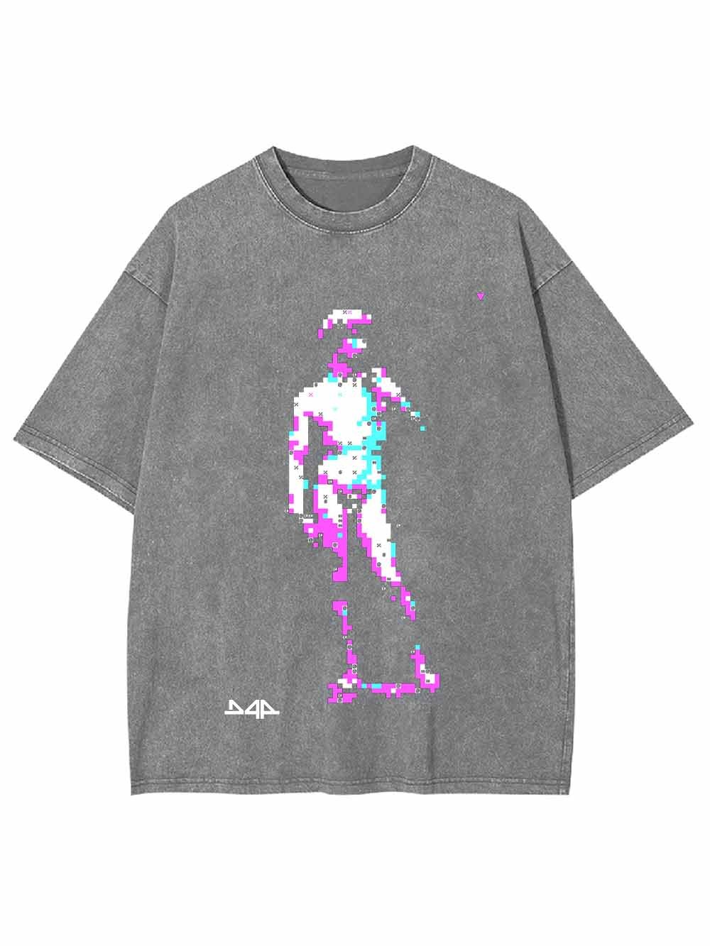 Vaporwave Pixel David Washed Tshirt