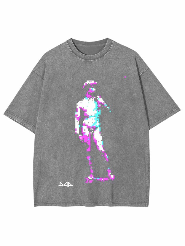 Vaporwave Pixel David Washed Tshirt