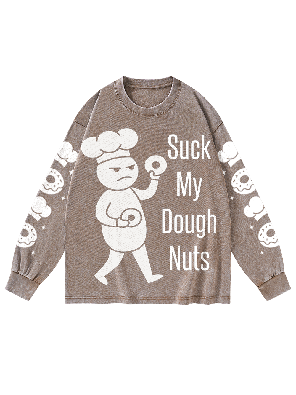 DOUGHNUT ATTITUDE WASHED LONG-SLEEVE GRAPHIC TSHIRT