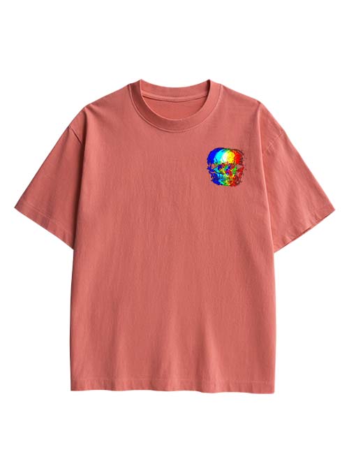 Skull Illusion Double Sided Print Washed TShirt