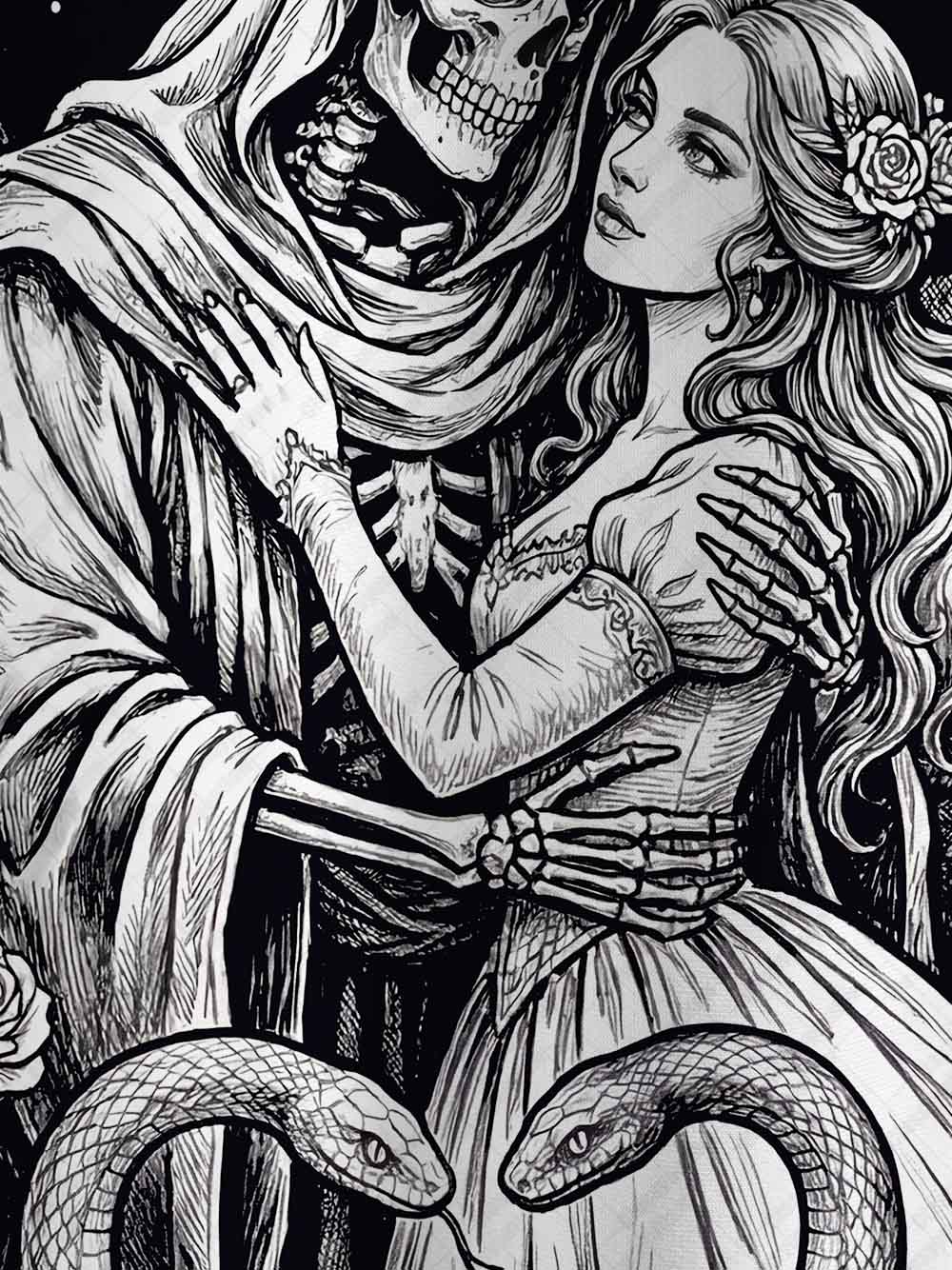 Moonlit Skeleton's Love Graphic T-shirt