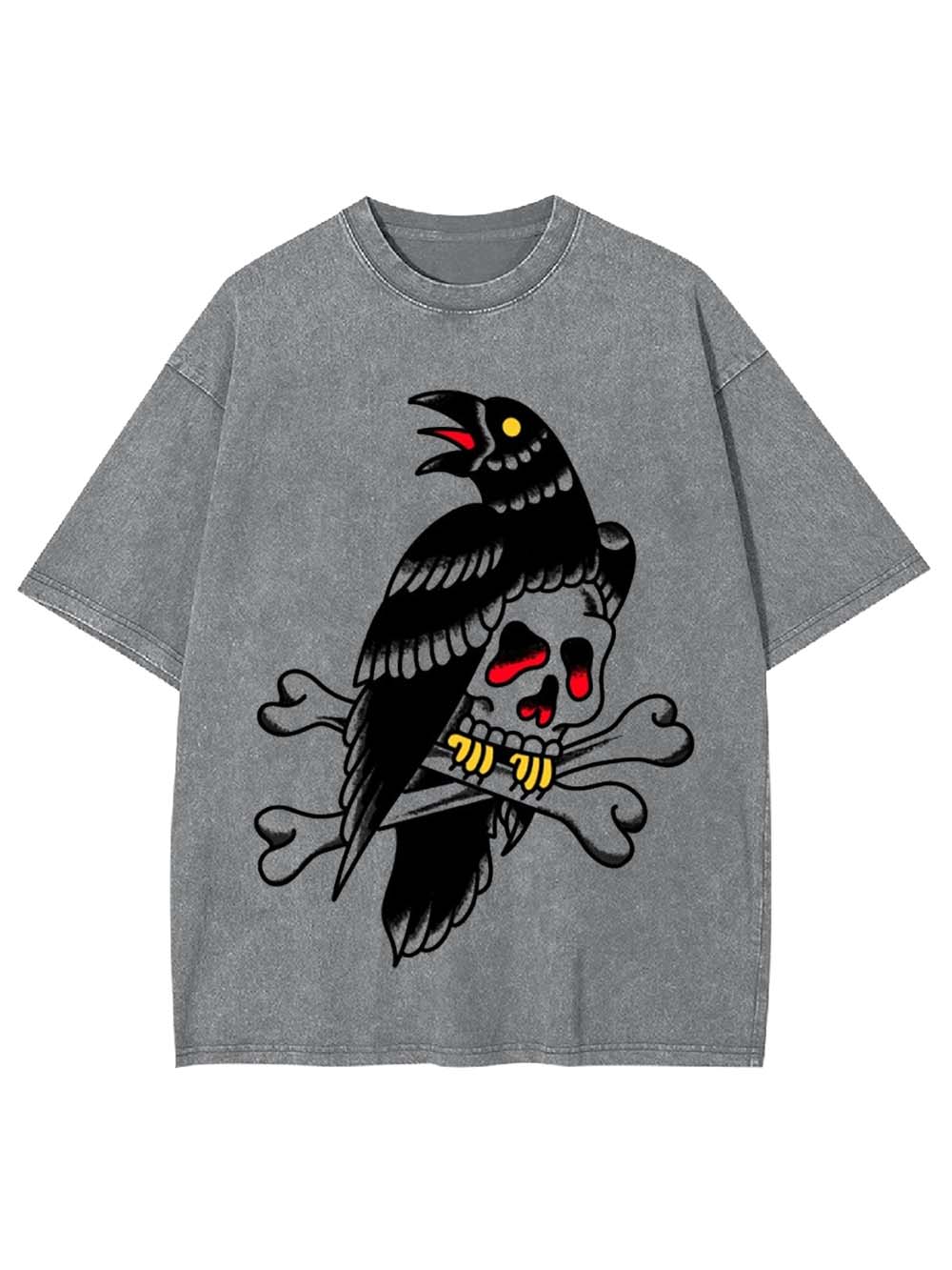 Skull Crossbones Graphic Washed Tshirt