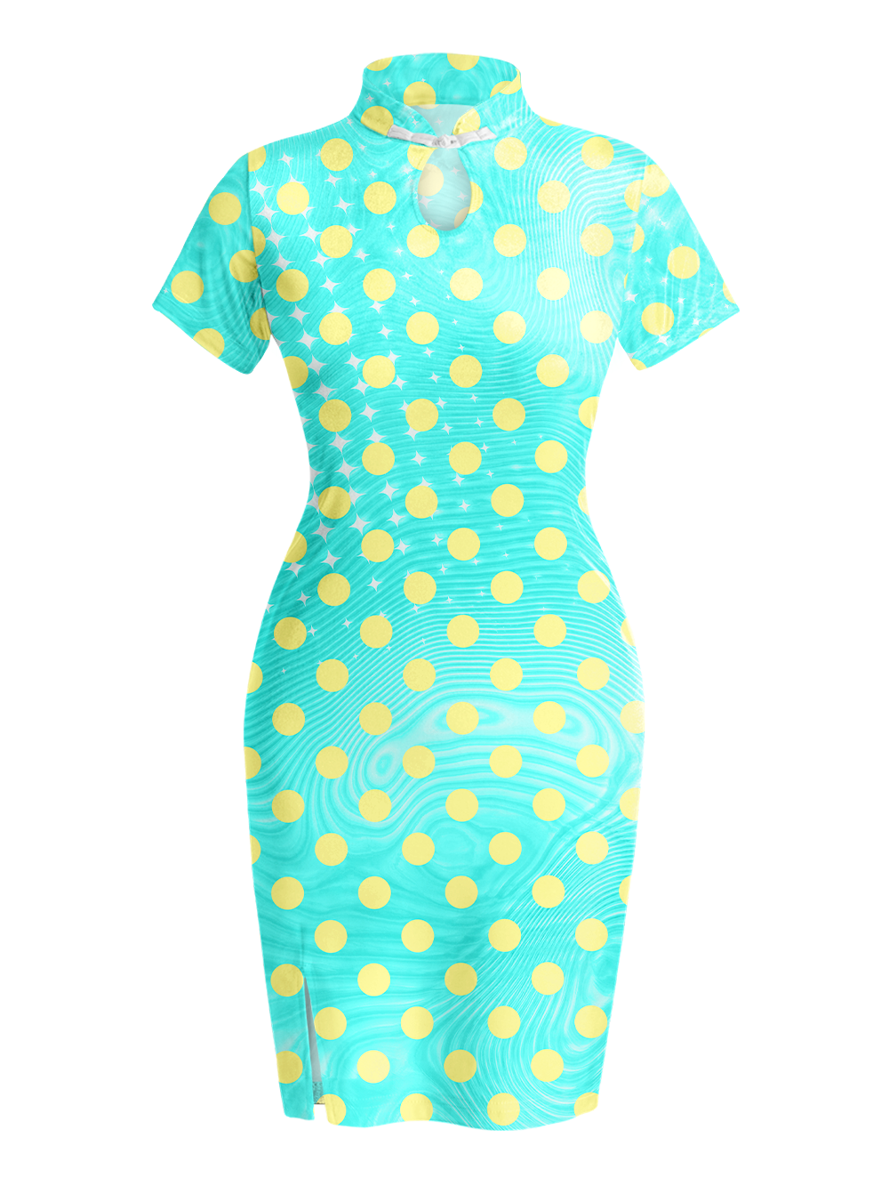POLKA DOT QIPAO MINI DRESS