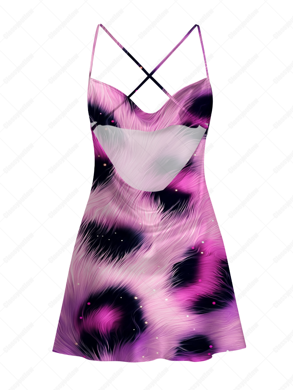 PSYCHEDELIC & SENSORY VISUALS SATIN CROSS BACK MINI DRESS