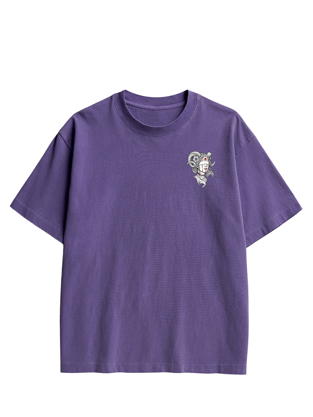 RAM HORN GIRL BLOODY NECK DOUBLE SIDED PRINT WASHED TSHIRT