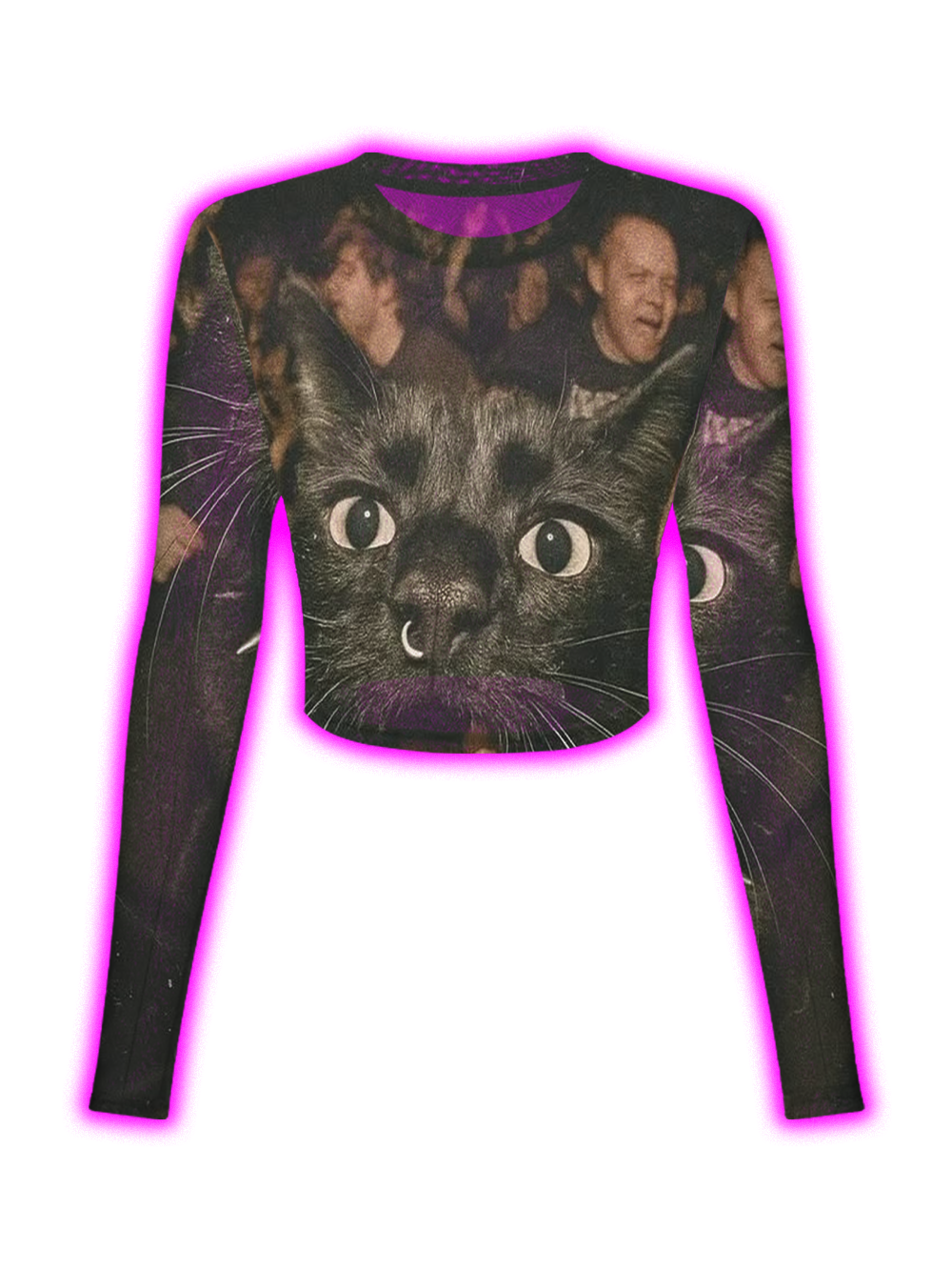 GOTHIC BLACK CAT PARTY MESH TOP