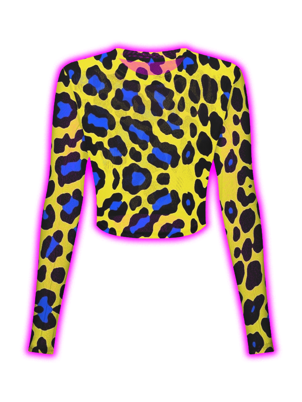 NEON YELLOW LEOPARD MESH TOP