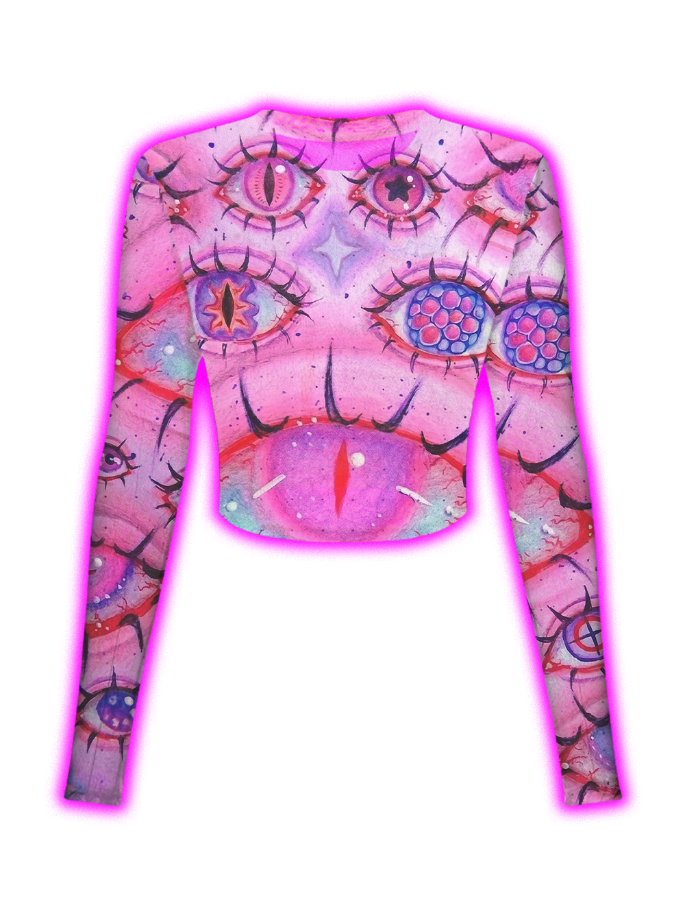 PINK COSMIC ALL-SEEING EYES MESH TOP