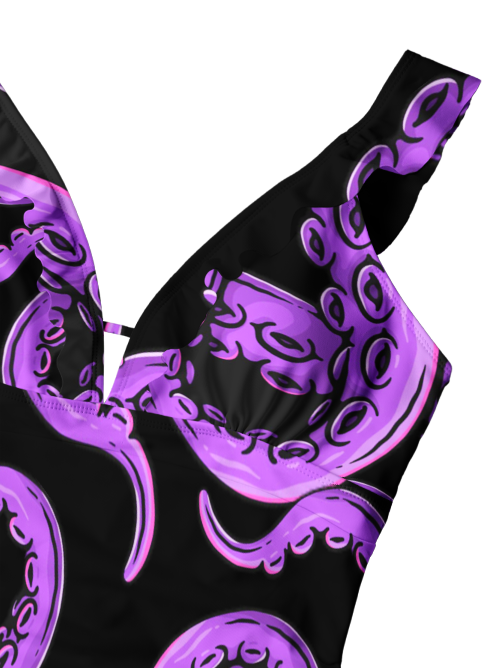 PURPLE TENTACLES V-NECK ONE PIECE SWIMSUIT