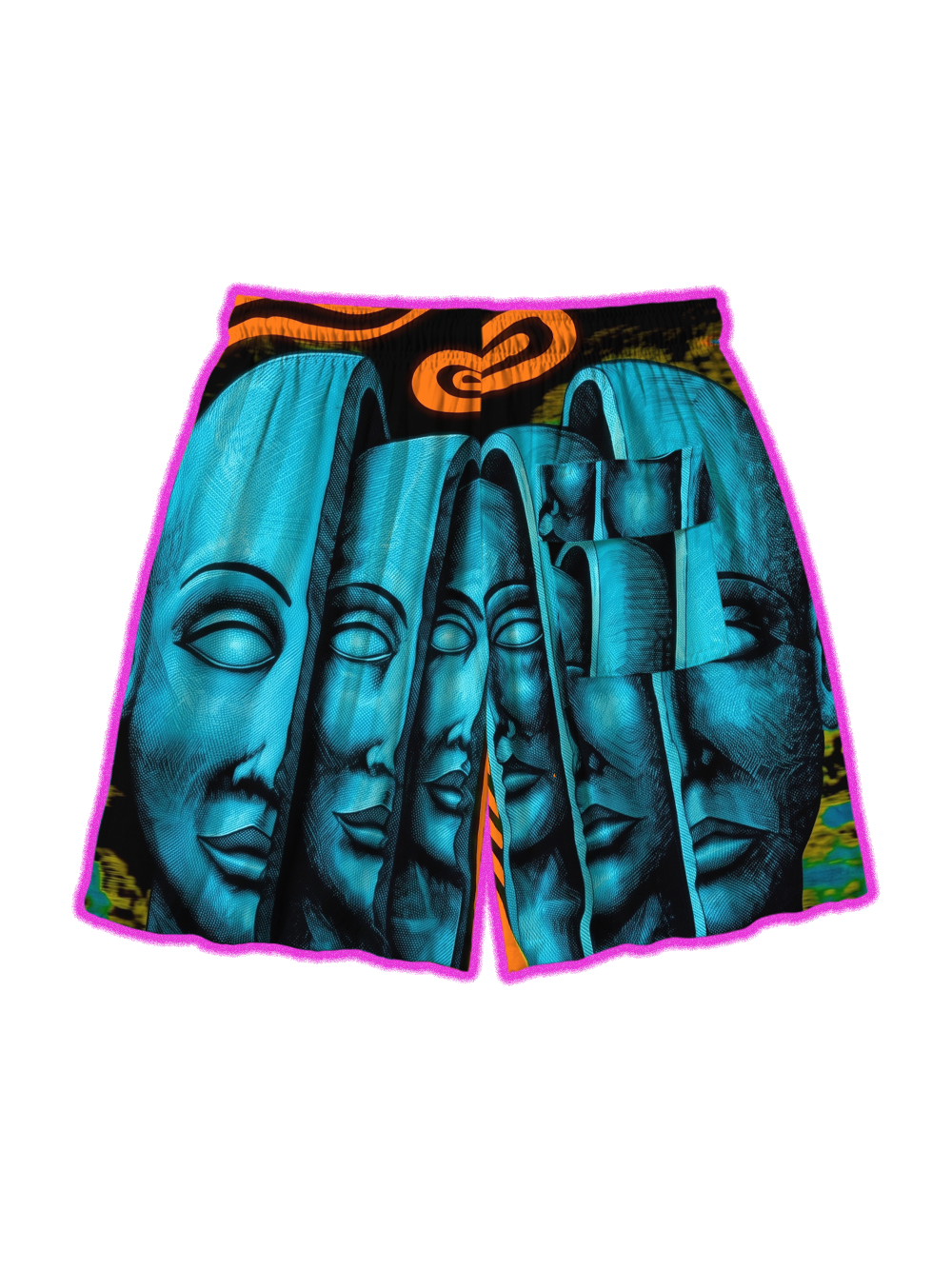 ORANGE BLUE GODS ALL OVER PRINT SHORTS