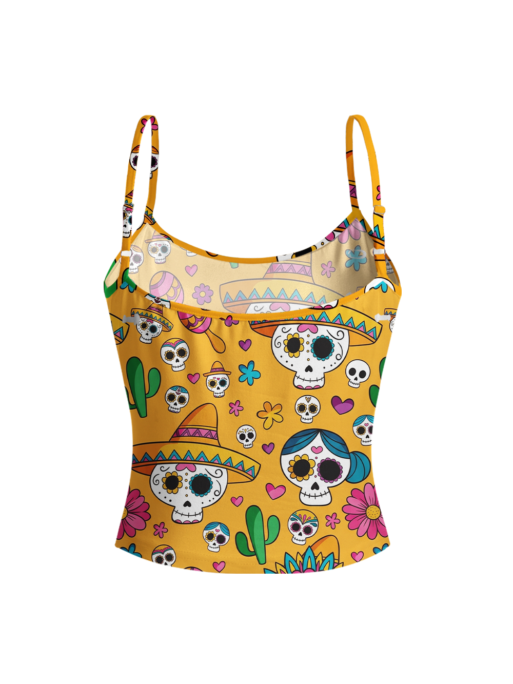 SUGAR SKULL FULL-PRINT SPAGHETTI-STRAP TOP