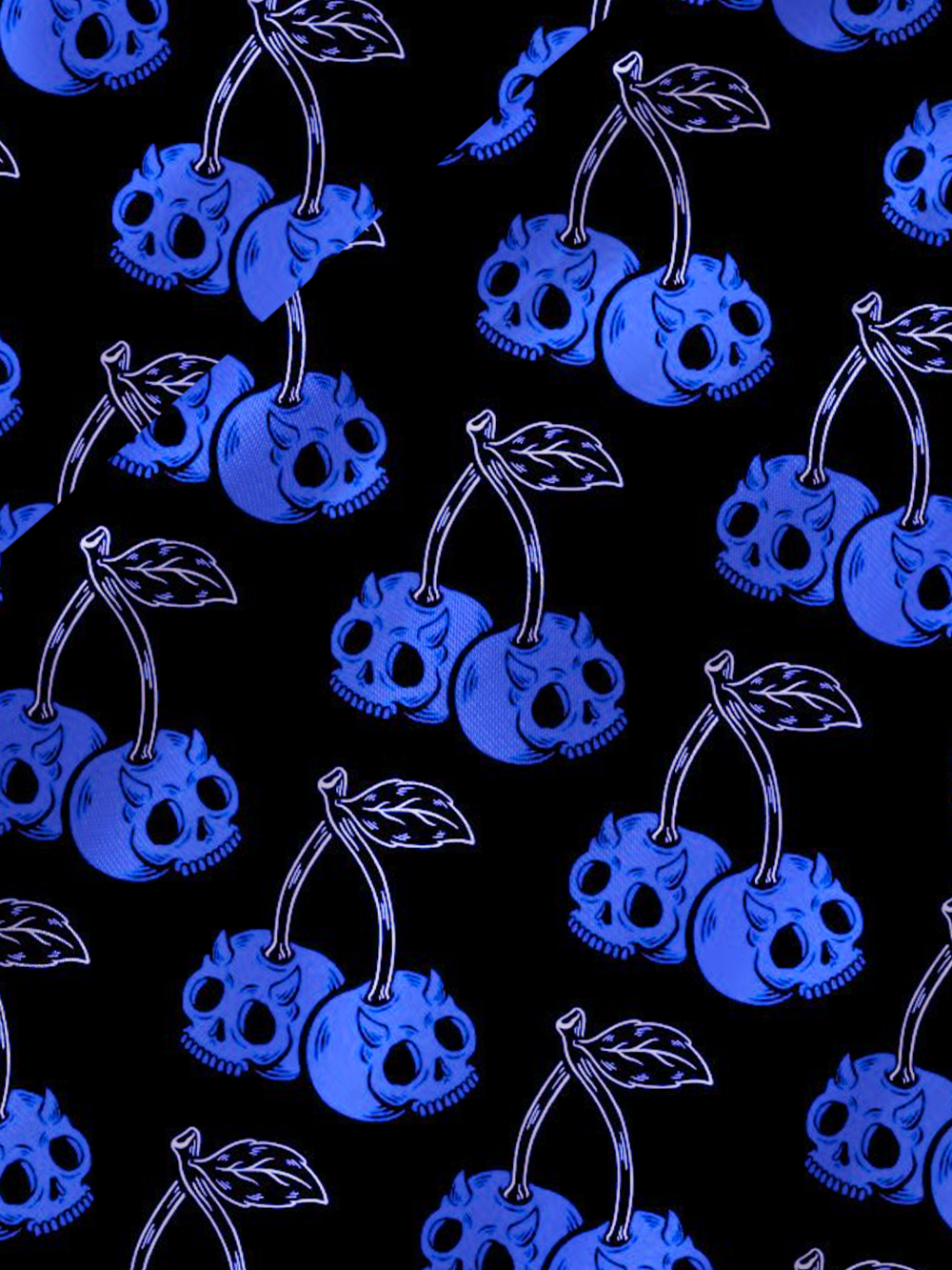 BLUE CHERRY SKULL SATIN CROSS BACK MINI DRESS
