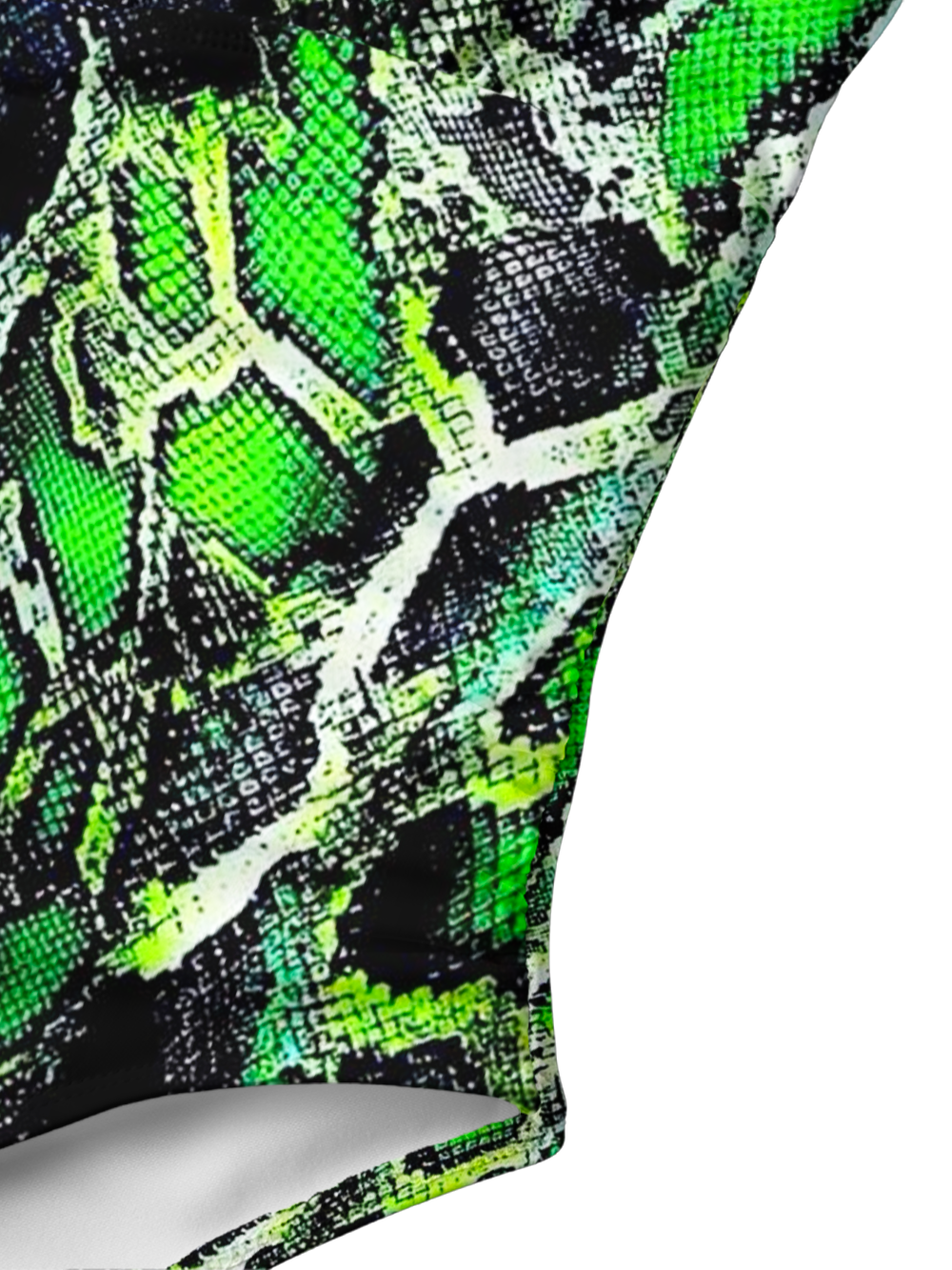 GREEN SNAKESKIN V-NECK ONE PIECE SWIMSUIT