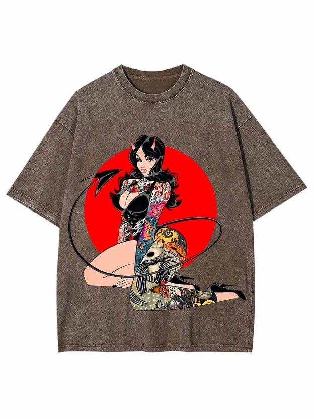 CHIBI DEMON GIRL WASHED TSHIRT