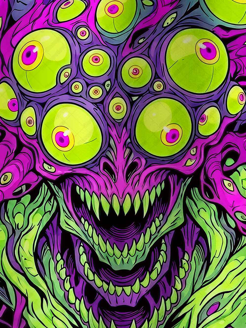 NEON EYEBALL MONSTER ECO OVERSIZED GRAPHIC TEES