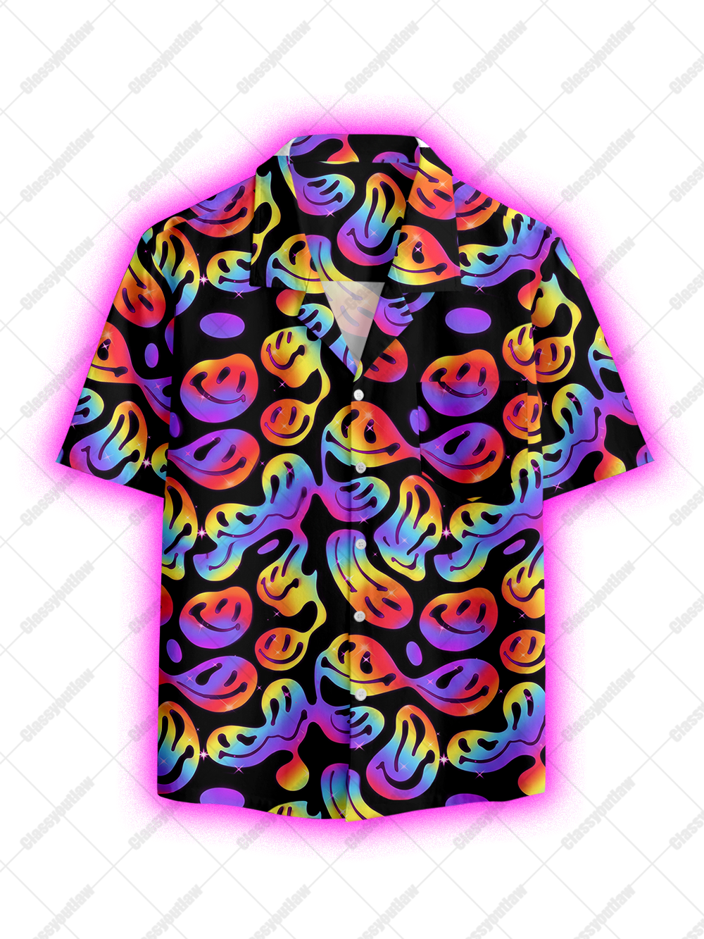 RAINBOW FACES BUTTON UP POCKET SHIRT