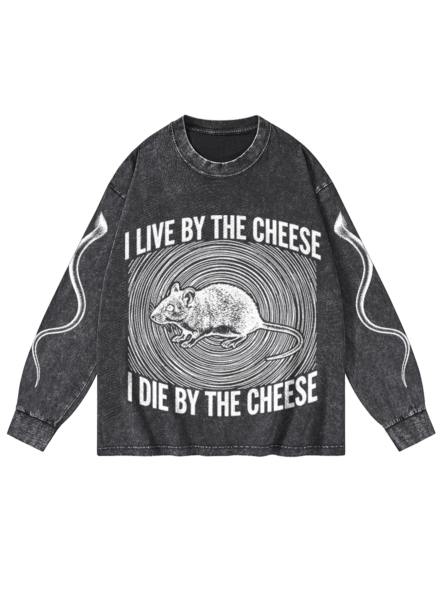 CHEESE RAT WASHED LONG-SLEEVE GRAPHIC TSHIRT