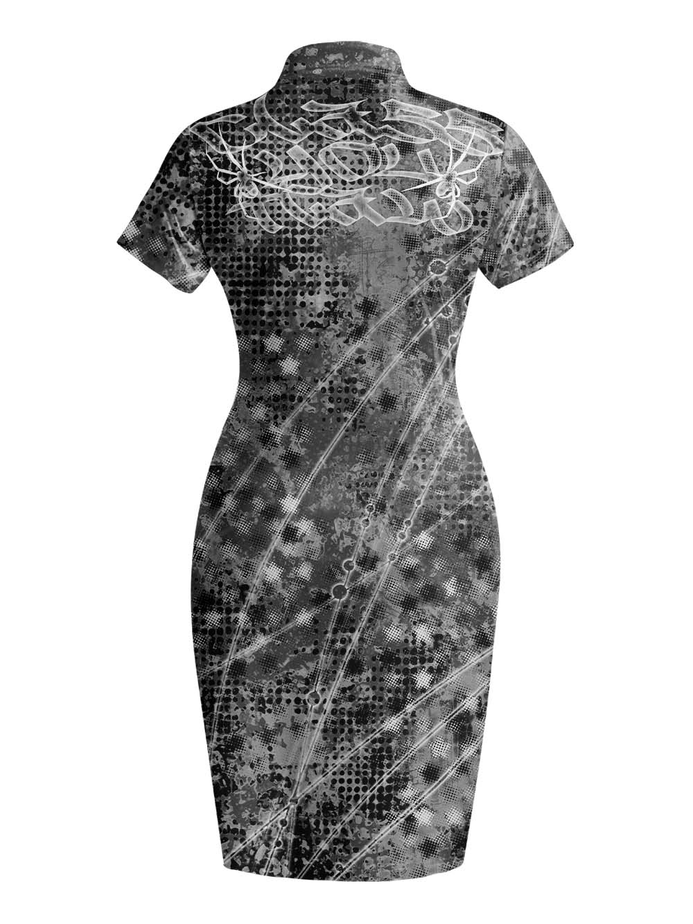 MONO GRUNGE QIPAO MINI DRESS