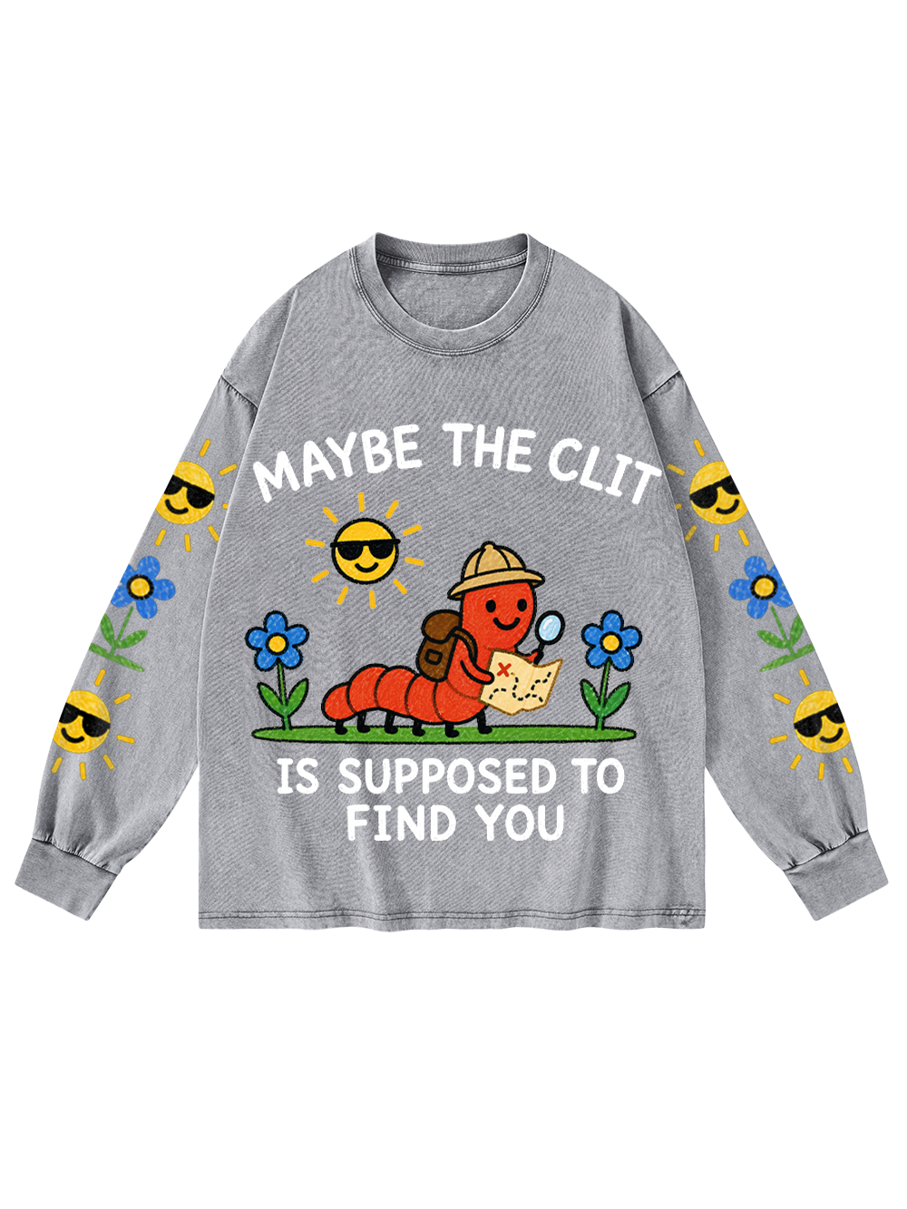 WORM EXPLORER WASHED LONG-SLEEVE GRAPHIC TSHIRT