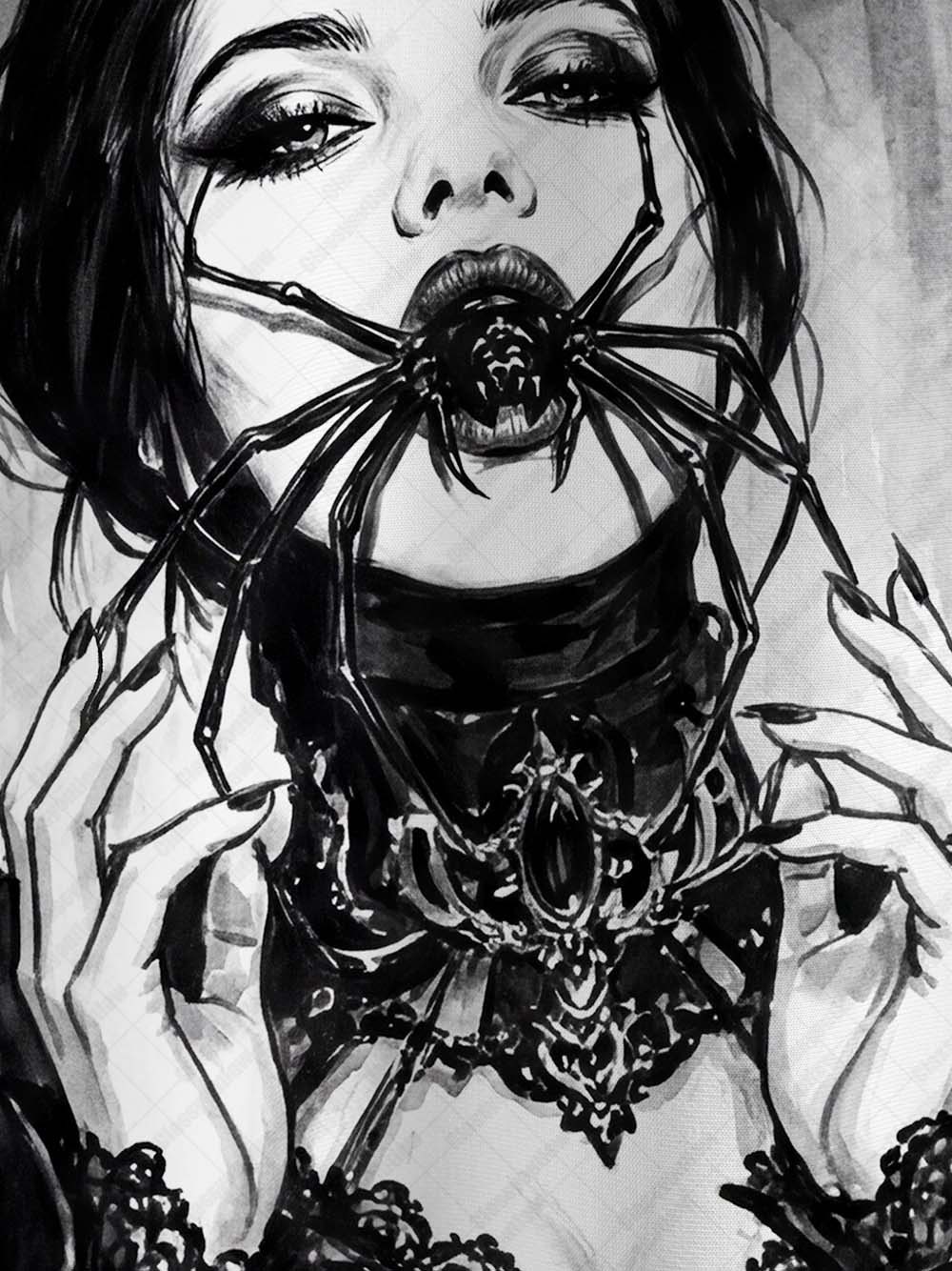 Spider Goth Girl Graphic T-shirt