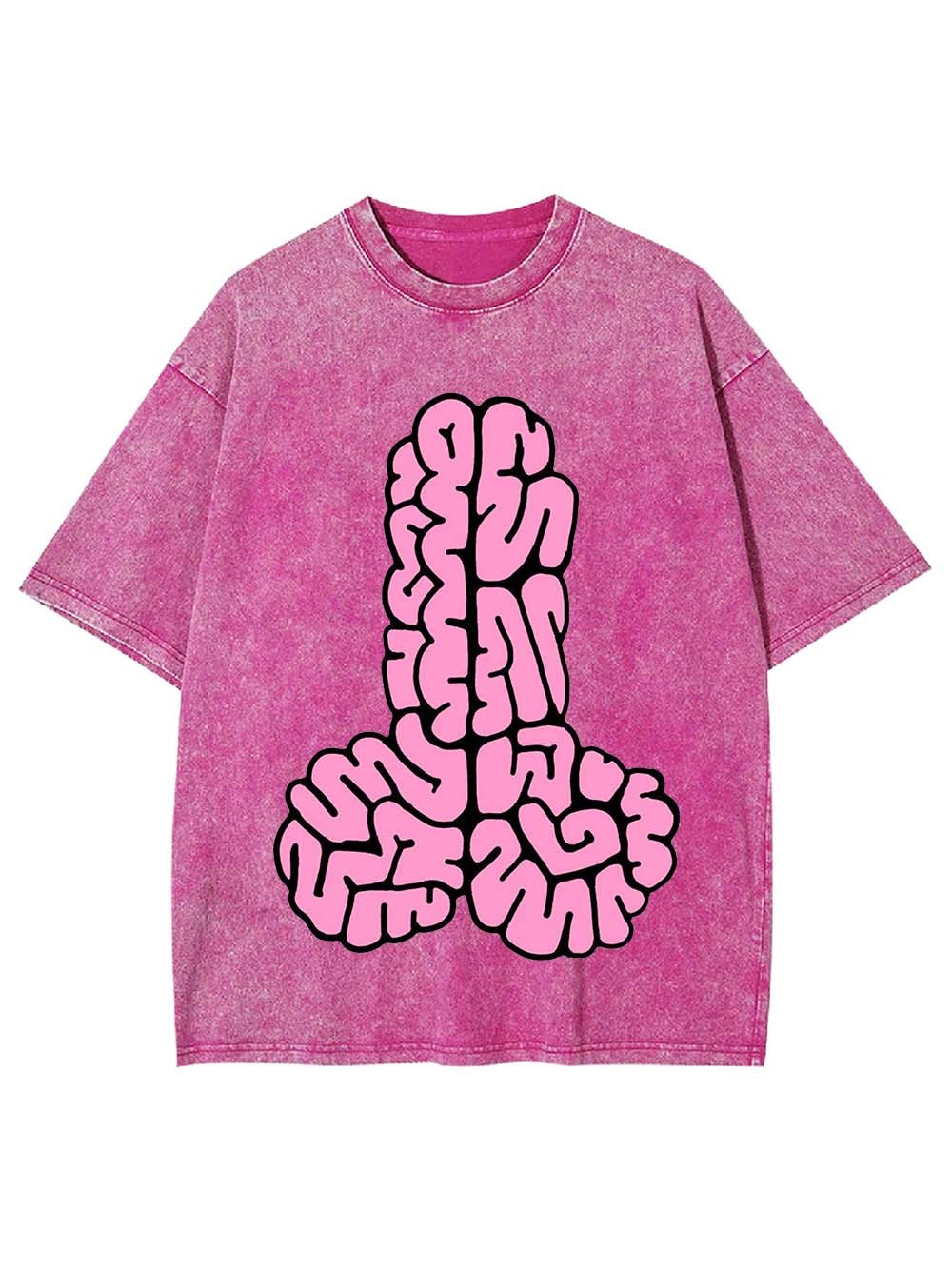 Pink Brain Pattern Abstract Washed Tshirt