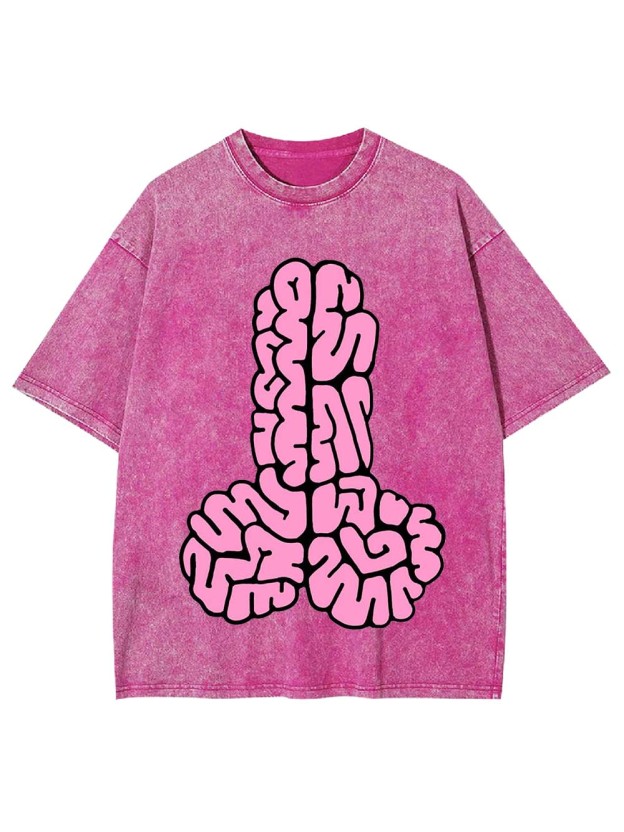 Pink Brain Pattern Abstract Washed Tshirt