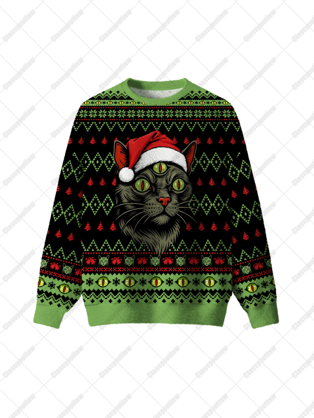 Three Eyed Cat UGLY CHRISTMAS SWEATSHIRT