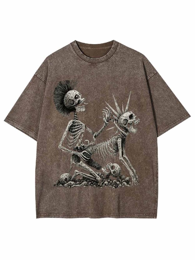 Skeleton Couple Washed Tshirt