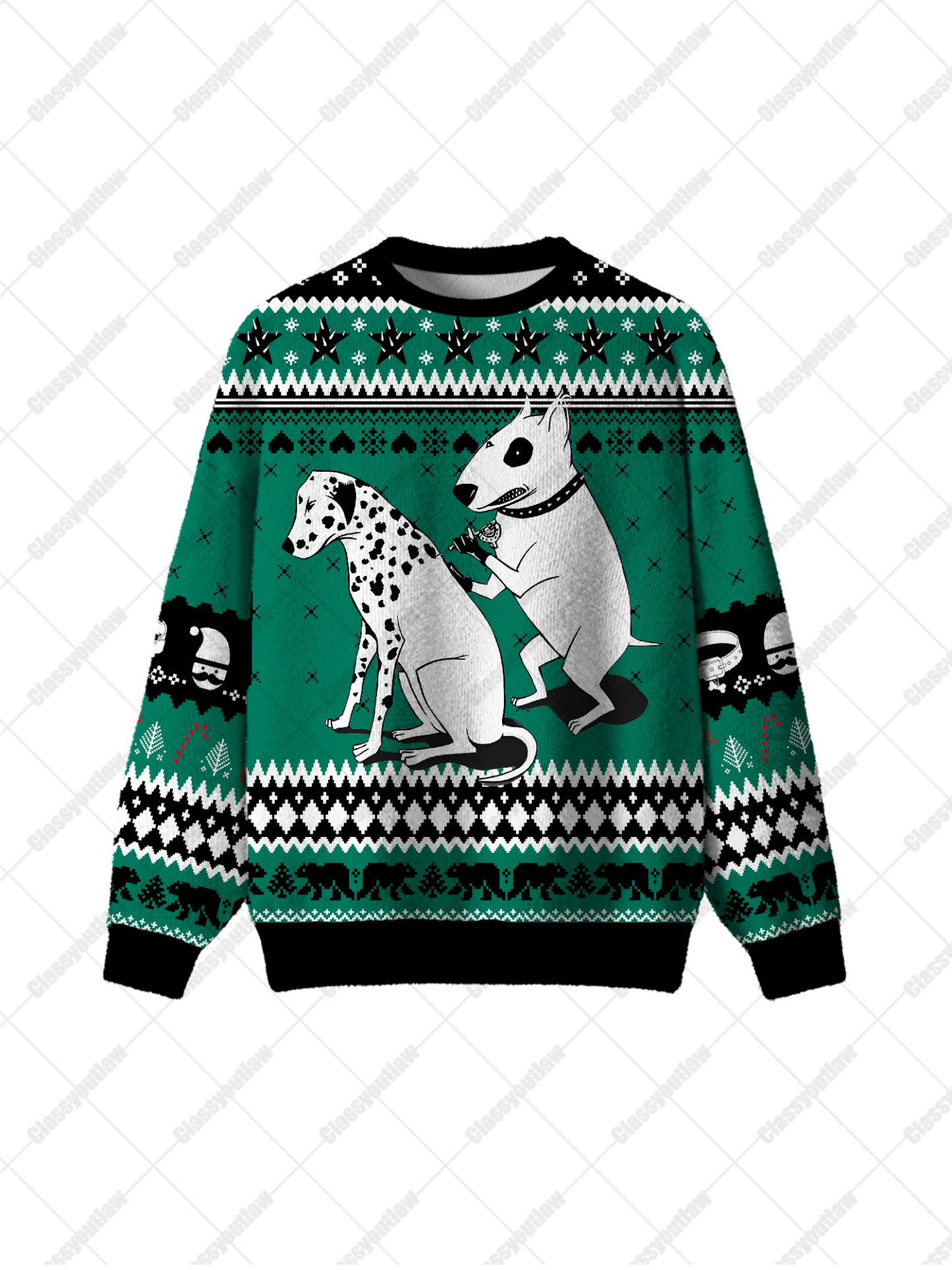 Tattooed Dogs UGLY CHRISTMAS SWEATSHIRT-ClassyOutlaw Sale