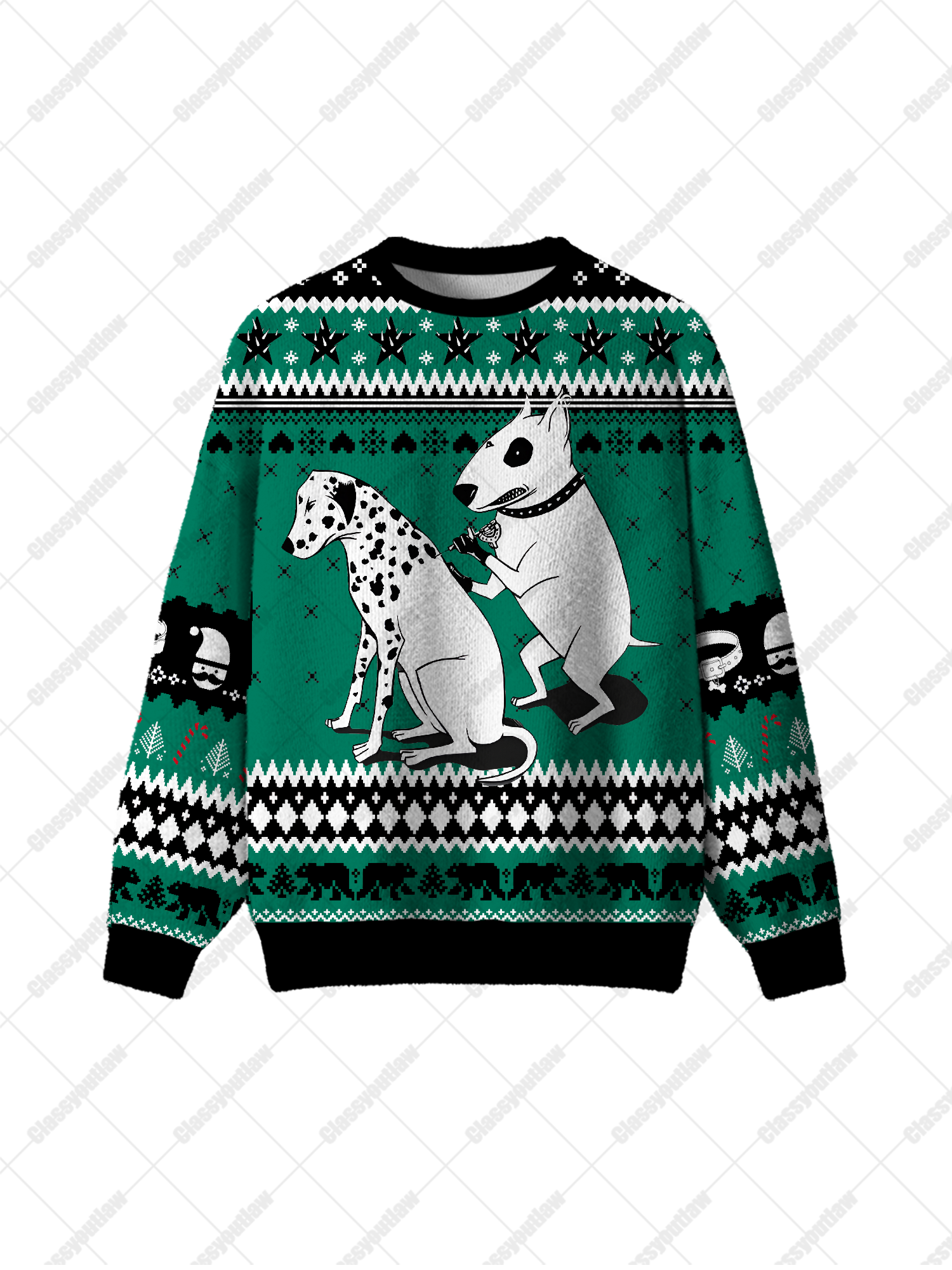 Tattooed Dogs UGLY CHRISTMAS SWEATSHIRT-ClassyOutlaw Sale