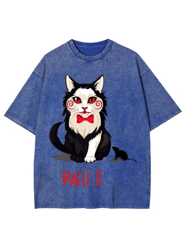 PAW II Black White Cat Washed Tshirt