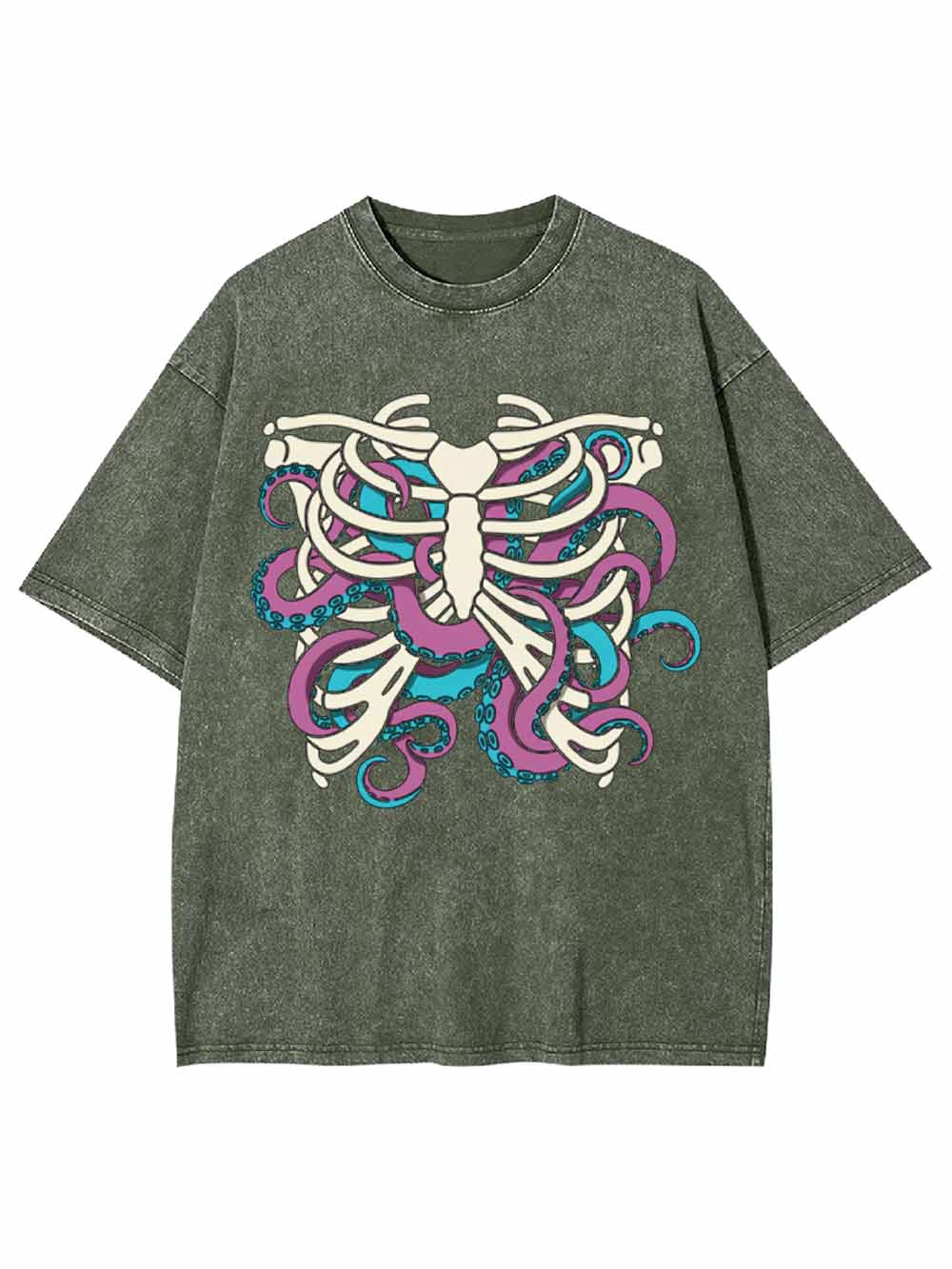 Skull Octopus Tentacles Washed Tshirt