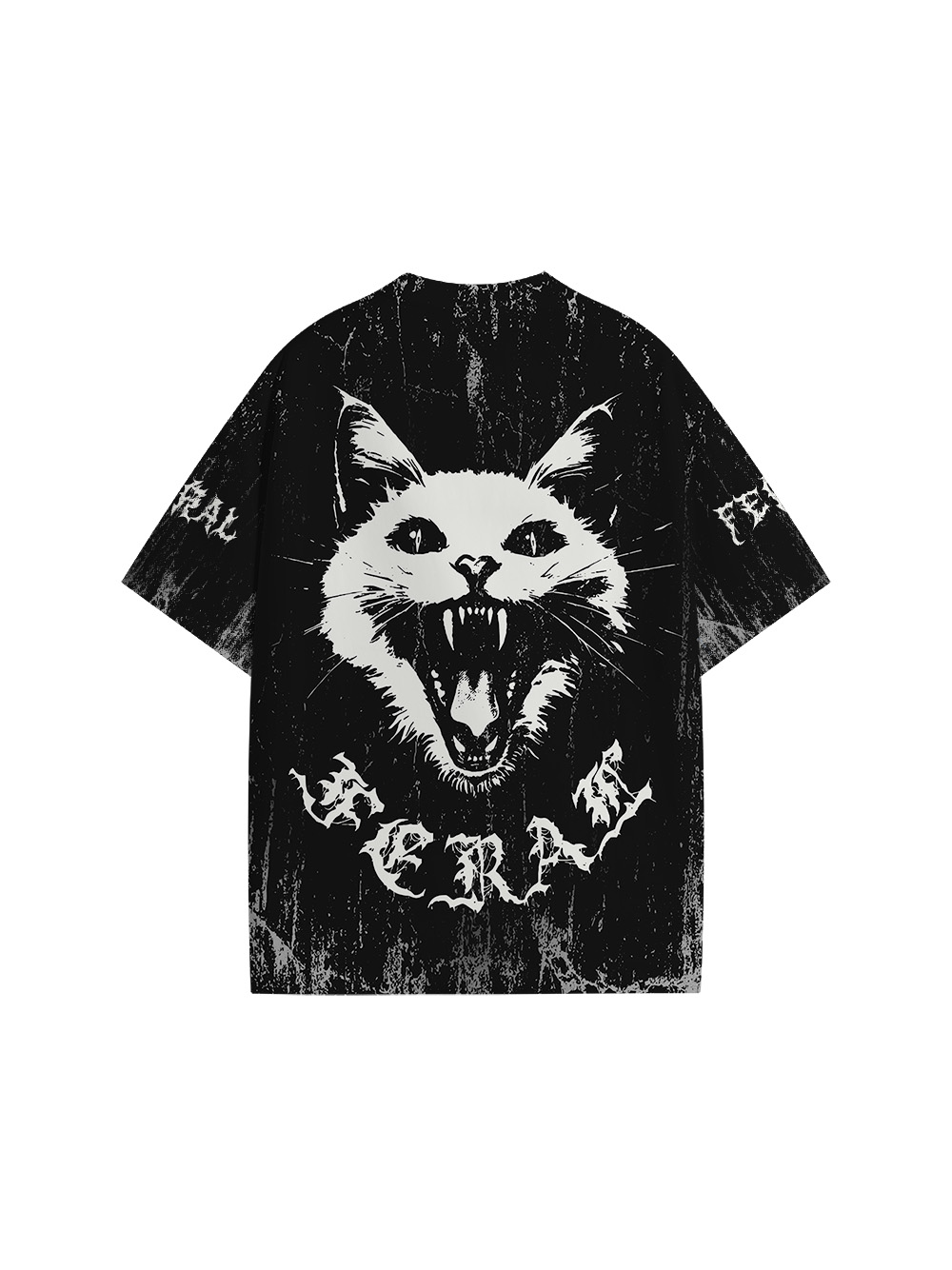 Feral White Cat Graphic T-shirt