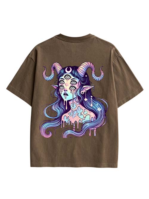 Mystic Melting Siren Double Sided Print Washed TShirt