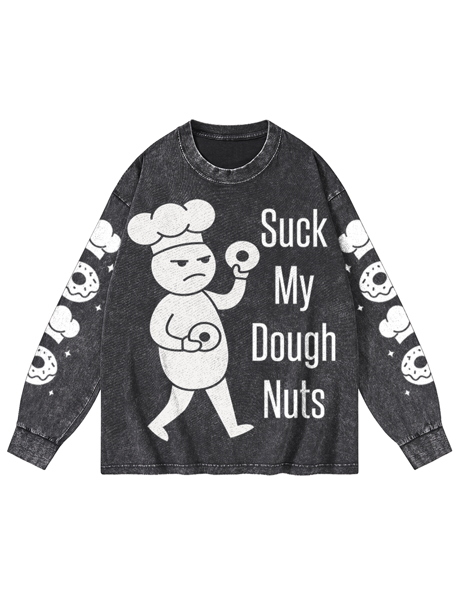 DOUGHNUT ATTITUDE WASHED LONG-SLEEVE GRAPHIC TSHIRT