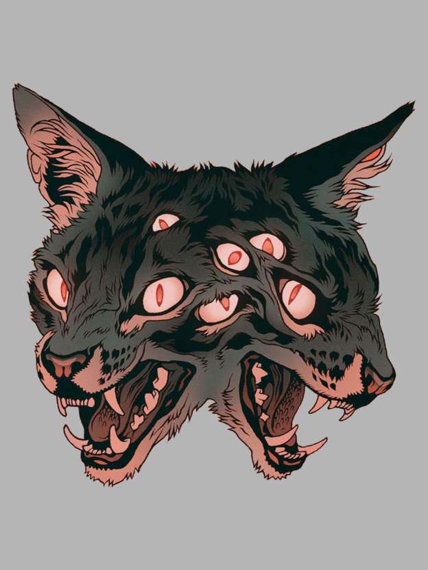Two Headed Wolf Washed Tshirt