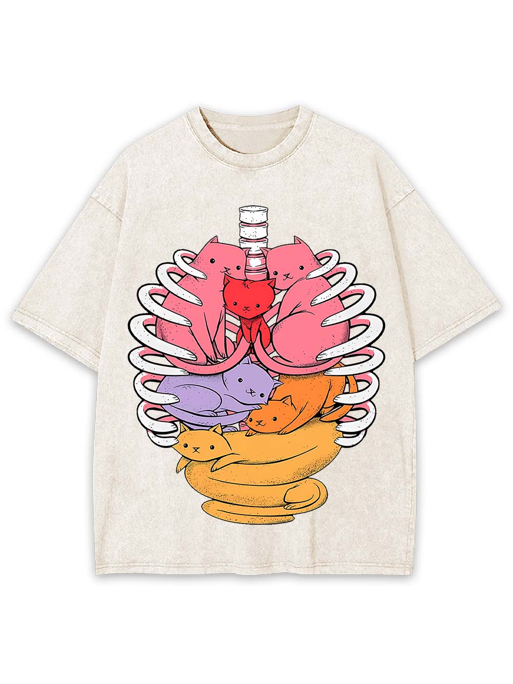 Cats In Rib Cage Washed Tshirt