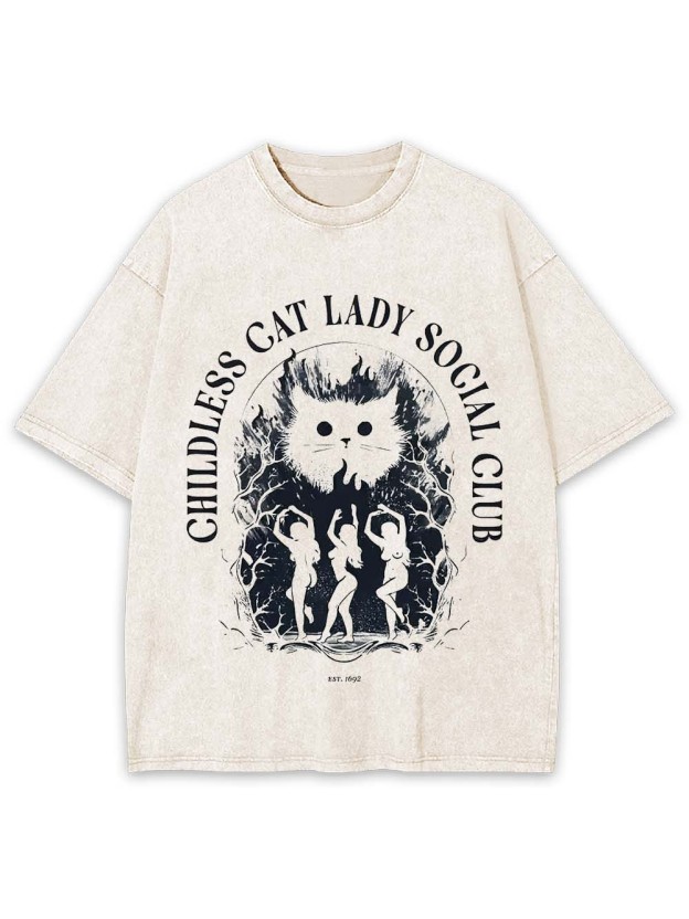 GUILLESS CAT LADY WASHED TSHIRT