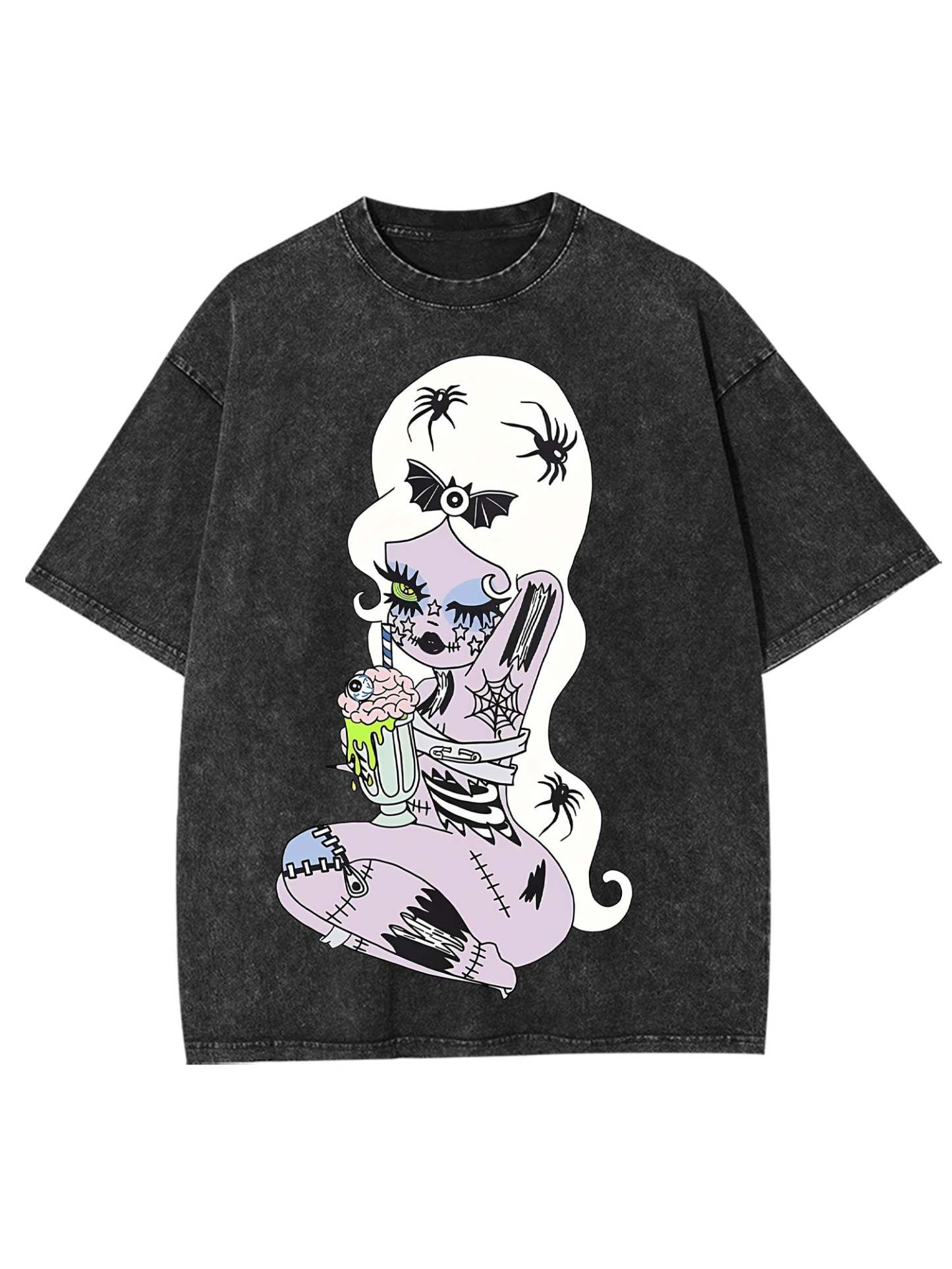 Spooky Milkshake Doll Washed Tshirt-ClassyOutlaw Sale