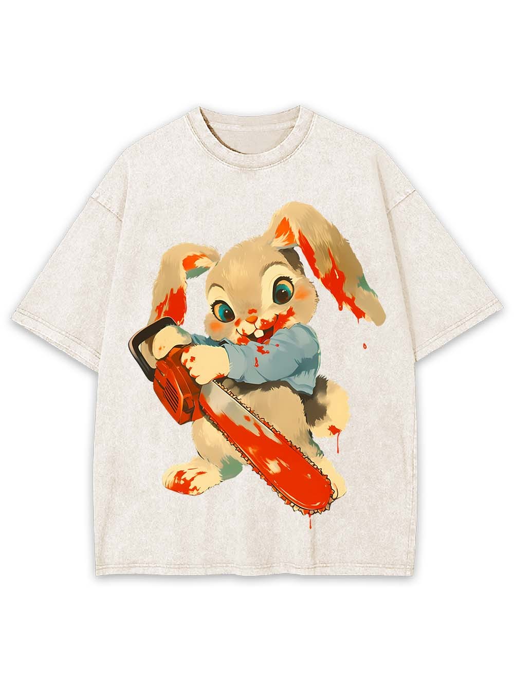 Bloody Bunny with Chainsaw Washed Tshirt