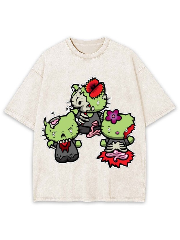 Zombie Kitties Washed Tshirt