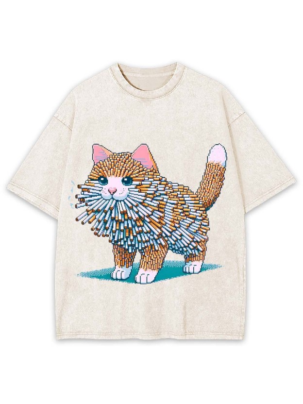 Cigarette Cat Washed Tshirt