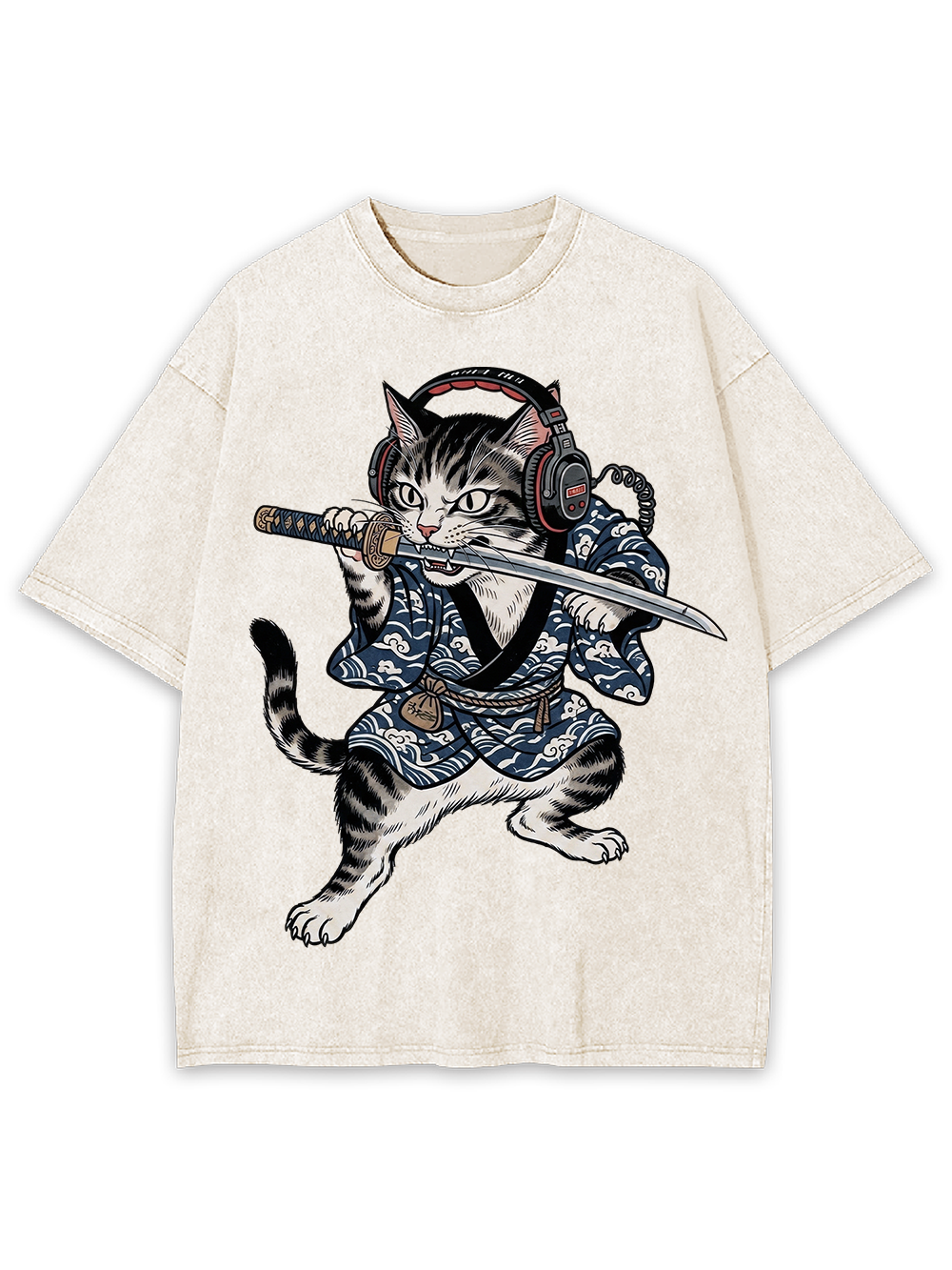 Cyber Ronin Cat Washed Tshirt