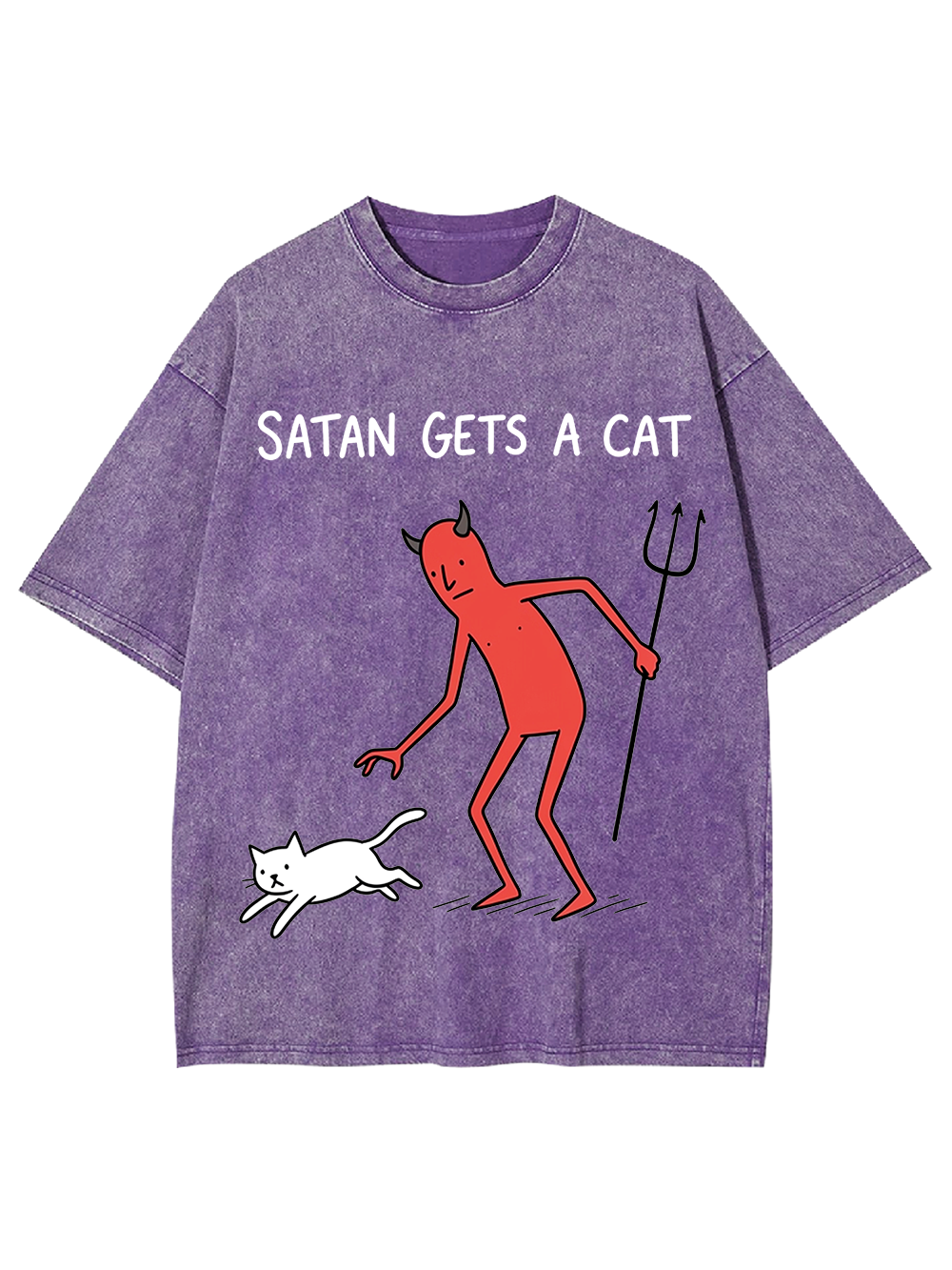 SATAN GETS A CAT Washed Tshirt