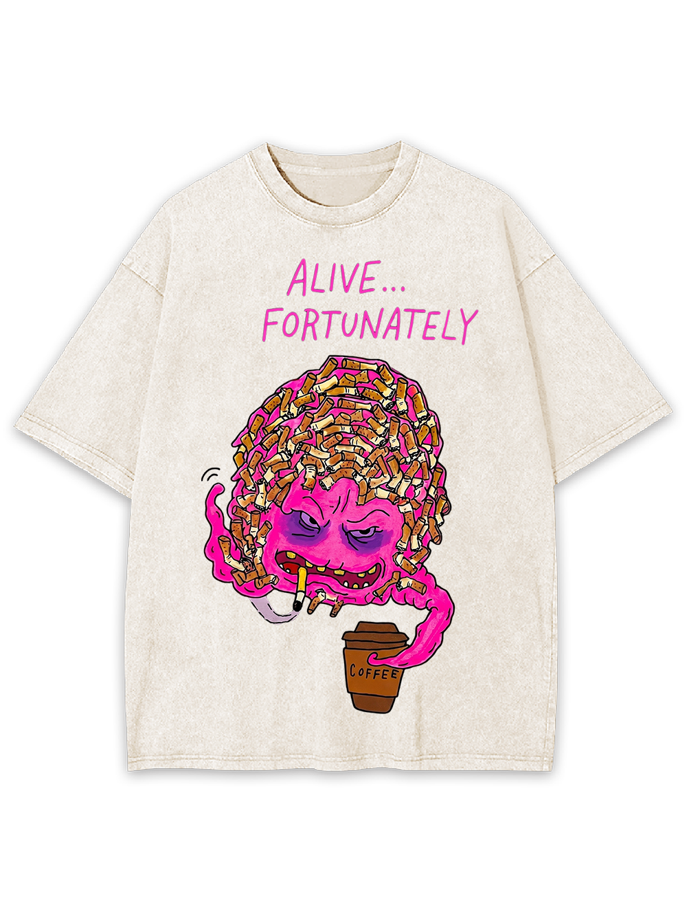 ALIVE FORTUNATELY Washed Tshirt