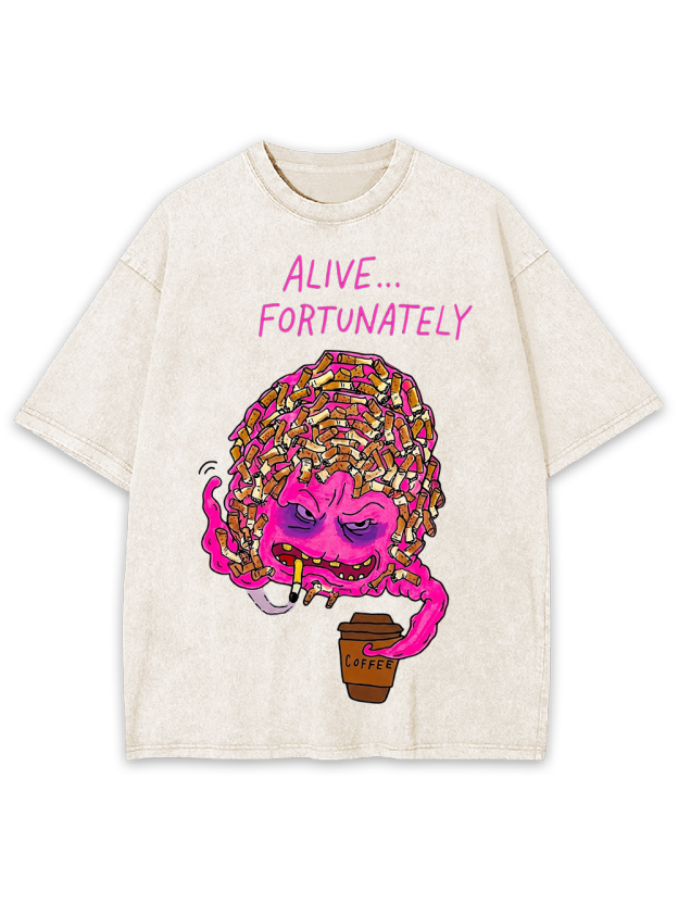 ALIVE FORTUNATELY Washed Tshirt